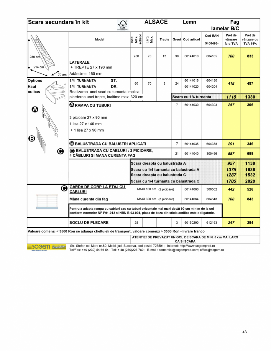 Pagina 45-Scari moderne SOGEM Gomera Specificații tehnice Romana ra contratrepte
Larg.
Max.

Model

Inalt....