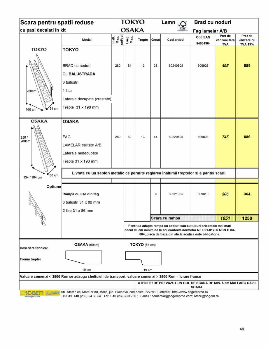 Pagina 52-Scari moderne SOGEM Gomera Specificații tehnice Romana tuieli de transport, valoare comenzi > 3500 ...