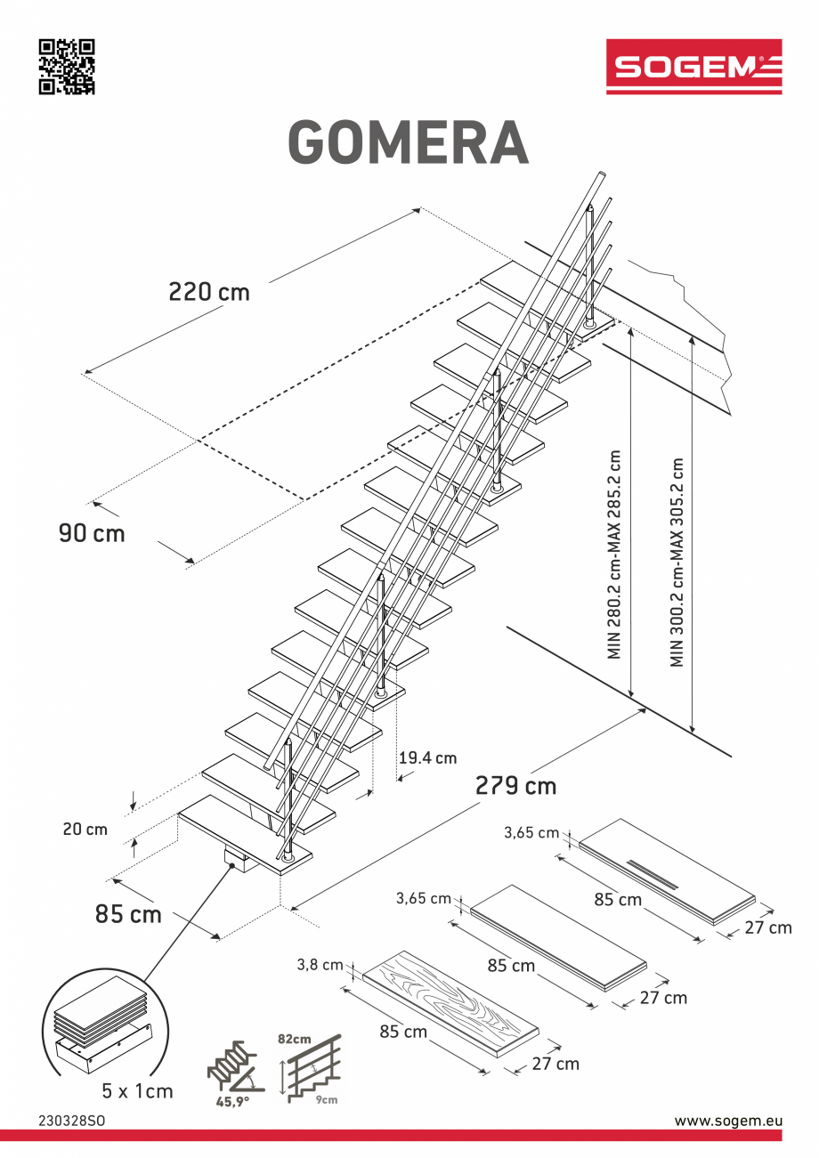 Pagina 2 - Dimensiuni scara GOMERA SOGEM Specificații tehnice Romana 