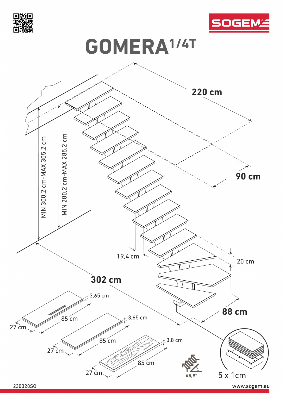 Pagina 1-Dimensiuni GOMERA 1-4 turn SOGEM Specificații tehnice Romana GOMERA1/4T

MIN 280,2 cm-MAX 285,2 cm
...