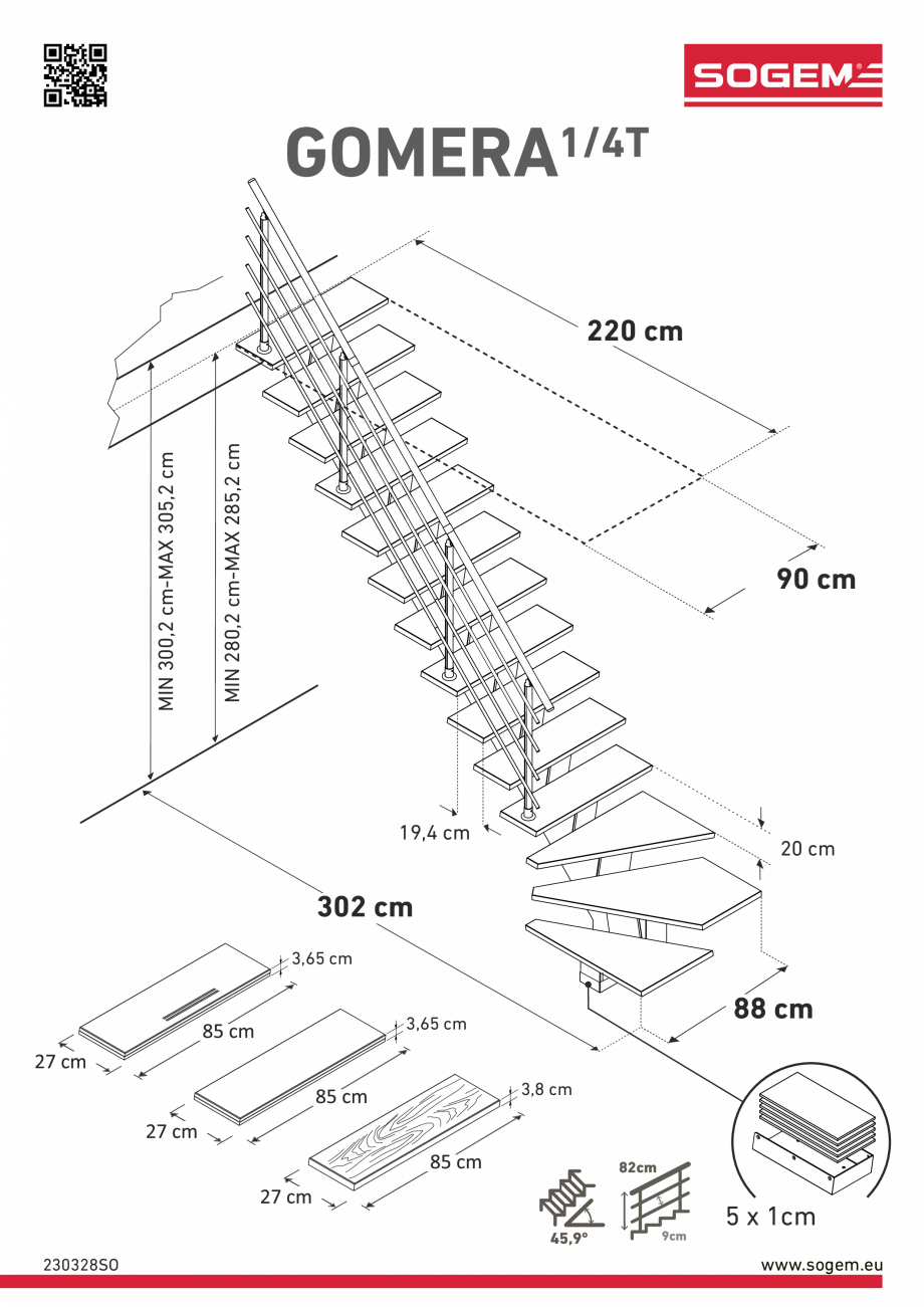 Pagina 2-Dimensiuni GOMERA 1-4 turn SOGEM Specificații tehnice Romana 