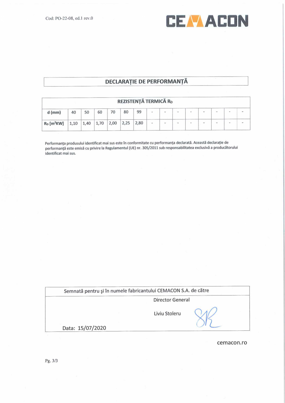 Pagina 3-Declaratie de Performanta - (40-99mm)  CEMACON EVT 30 Certificare produs 