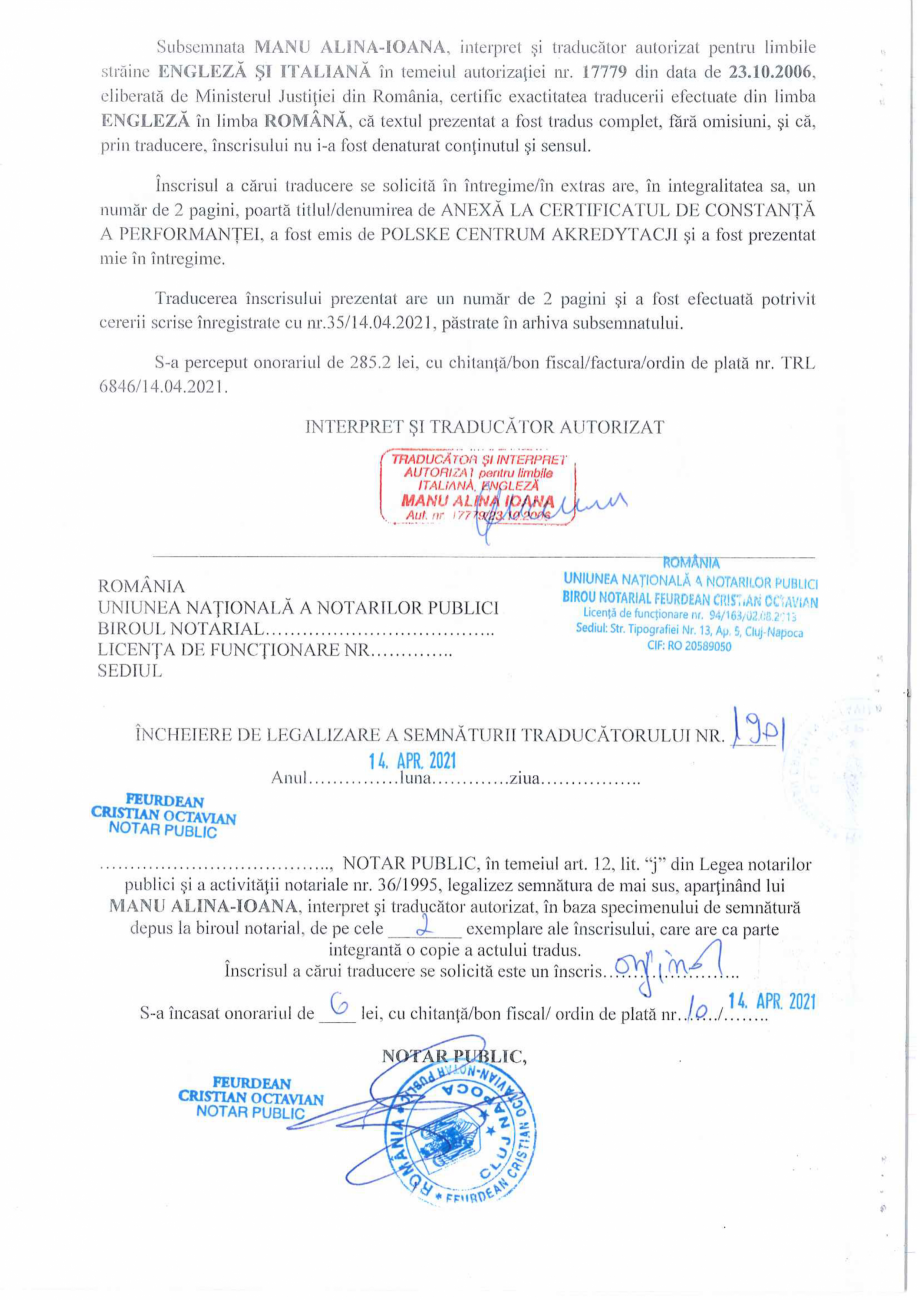 Pagina 6-Certificat de conformitate al controlului productiei in fabrica - vata minerala CEMACON EVT 30...