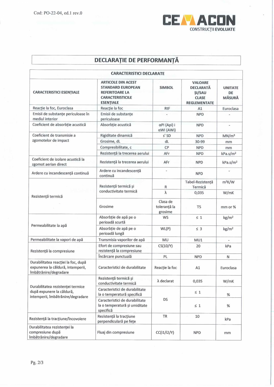 Pagina 2 - Declaratie de Performanta - CEMACON EVT 90 (30-99mm)  CEMACON Certificare produs Romana 