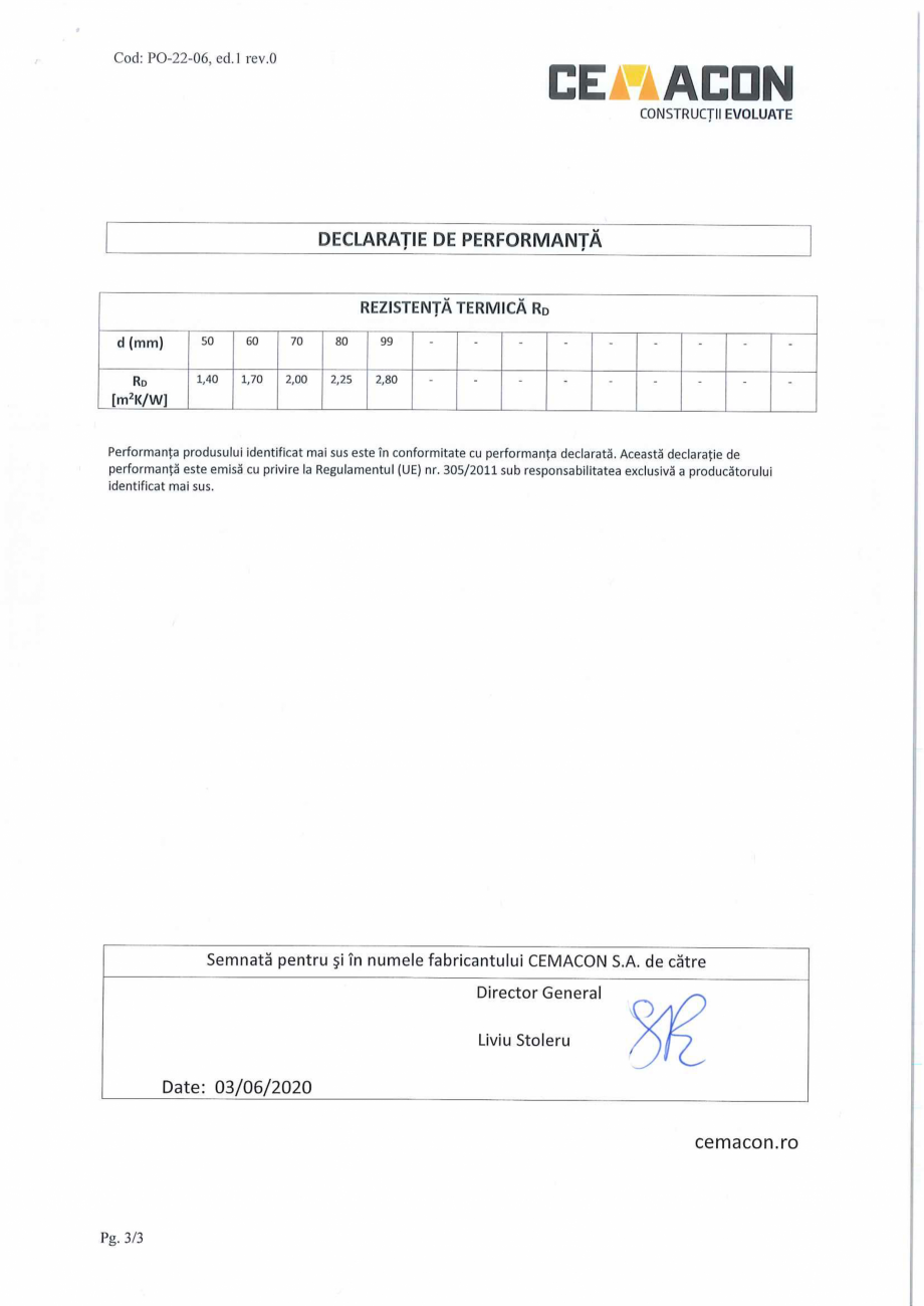 Pagina 3 - Declaratie de Performanta - CEMACON EVT 100 (50-99mm)  CEMACON Certificare produs Romana 