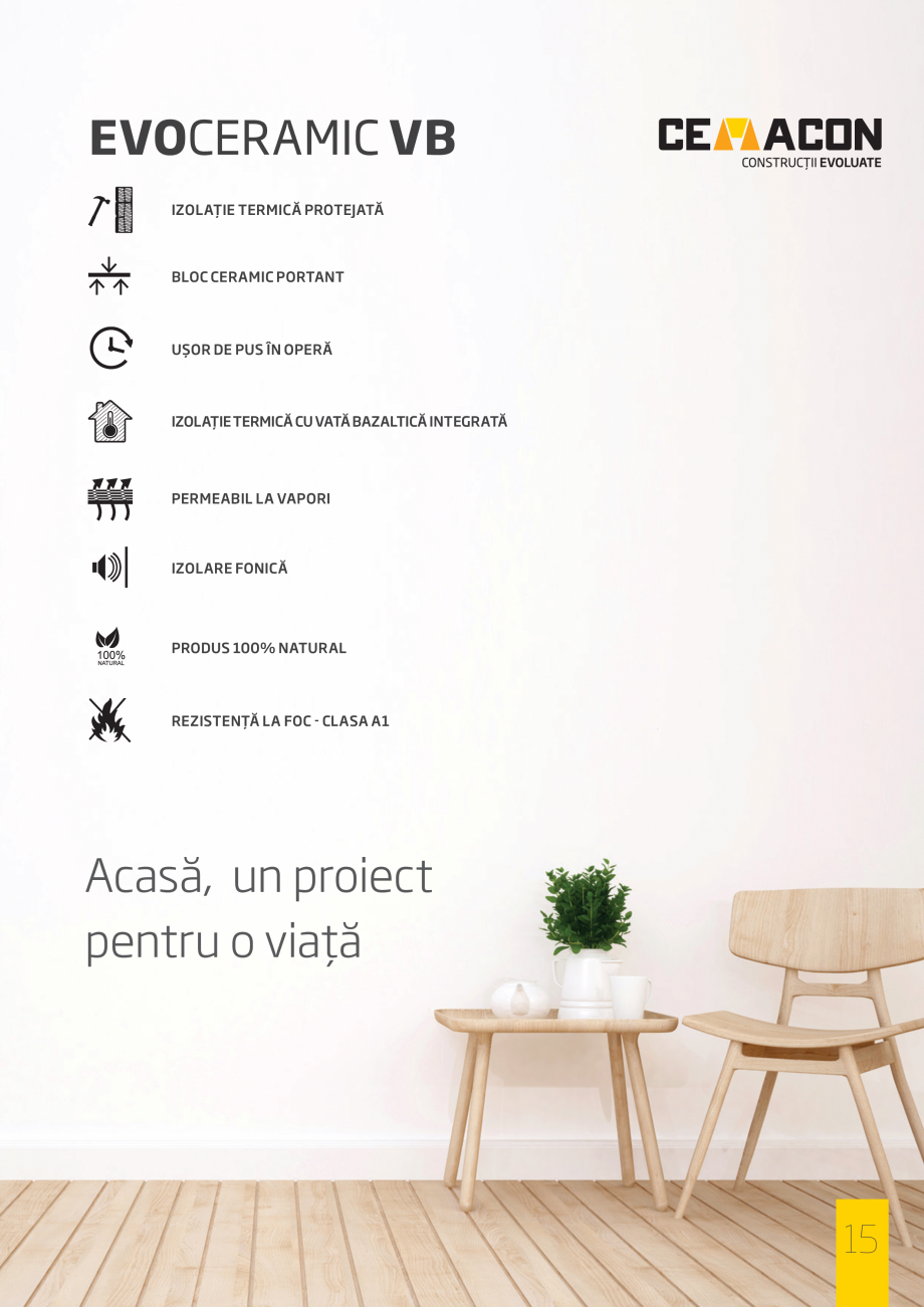 Pagina 15-Primul bloc ceramic portant cu vata bazaltica integrata CEMACON EVOCERAMIC EC 44 VB Catalog, brosura...