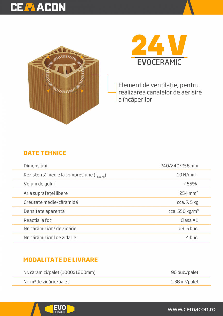 Pagina 1-Element de ventilatie, pentru realizarea canalelor de aerisire a incaperilor CEMACON EVOCERAMIC EC...