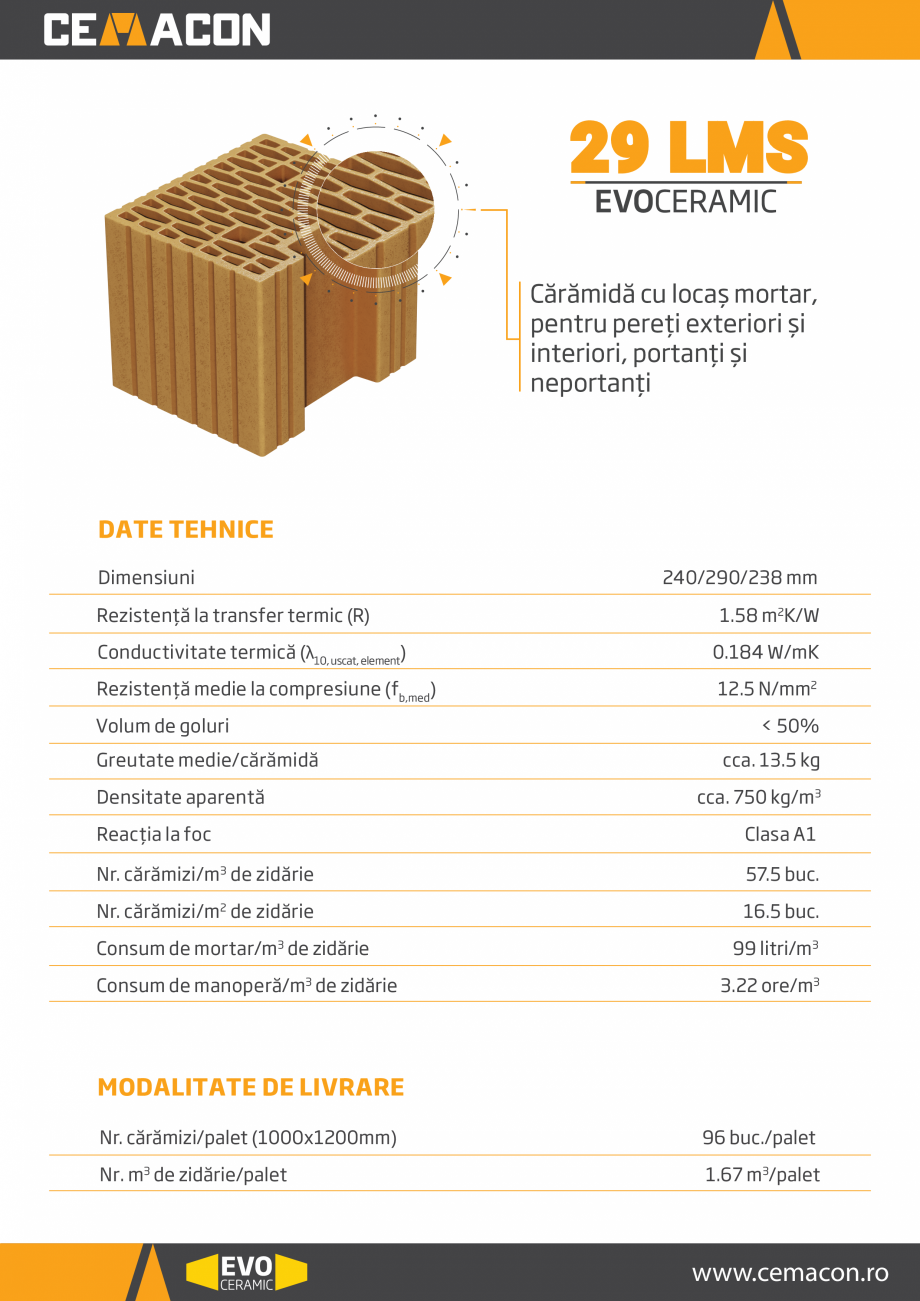 Pagina 1-Caramida cu locas mortar, pentru pereti exteriori si interiori, portanti si neportanti CEMACON...