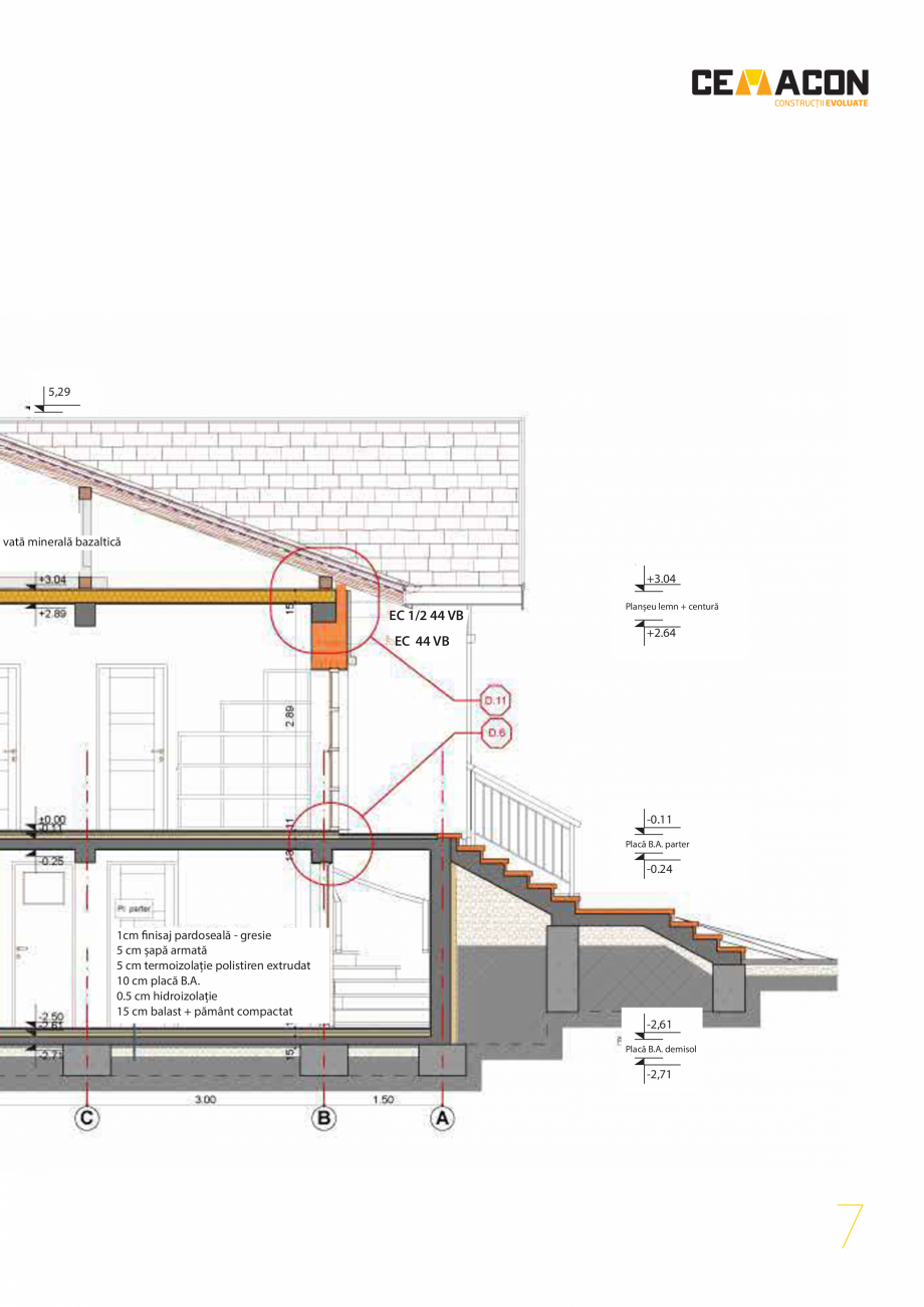 Pagina 7-Detalii de executie CEMACON EVOCERAMIC 44 VB Instructiuni montaj, utilizare Romana RODUSELE planşa
...