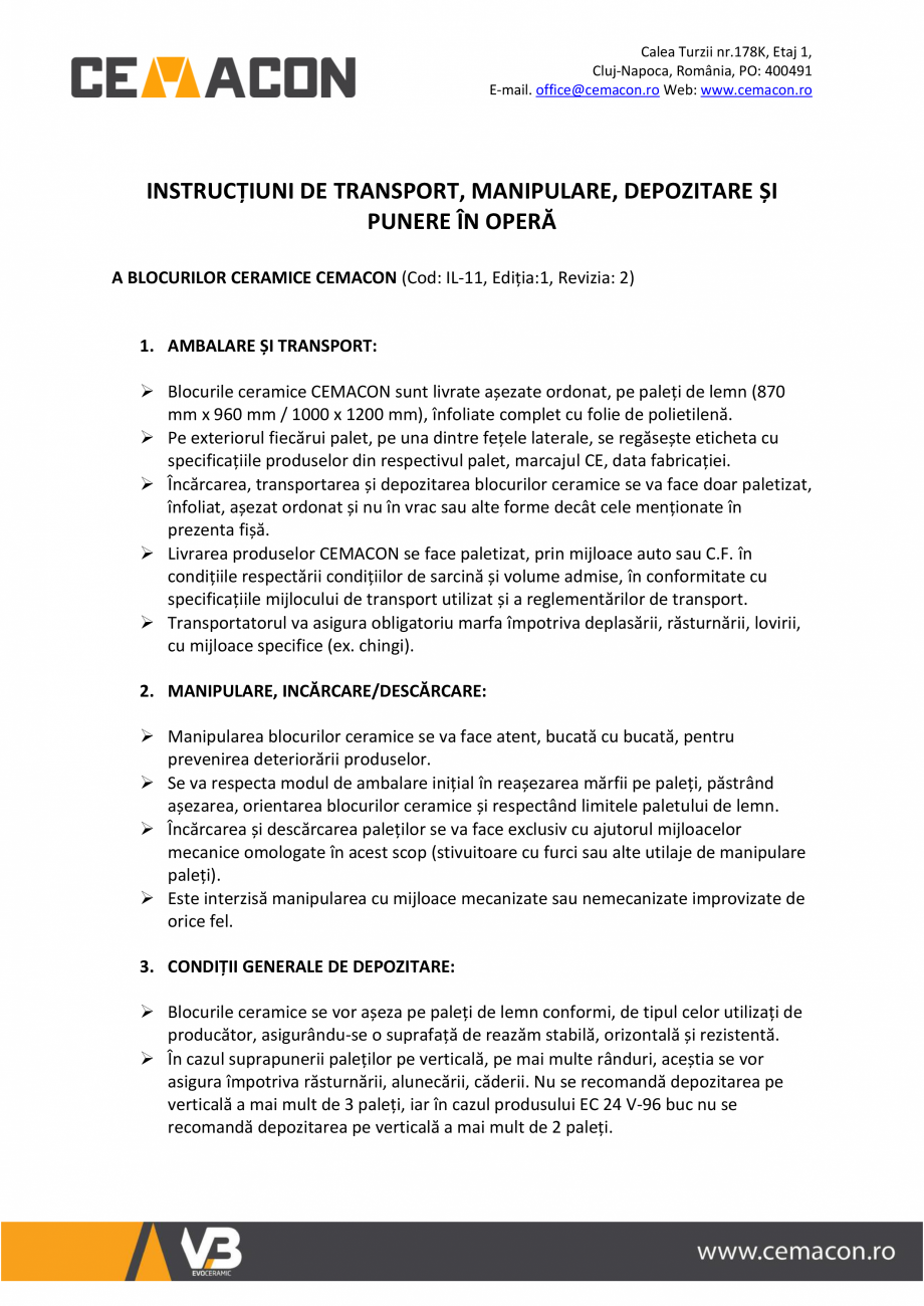 Pagina 1-Instructiuni de transport, manipulare, depozitare si punere in opera blocuri ceramice CEMACON...