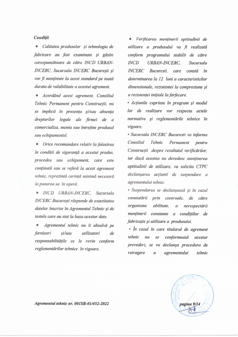 Pagina 10-Agrement tehnic nr.001SB-01-452-2022 si aviz tehnic valabil pana in 22.02.2025 CEMACON EVOCERAMIC 40...