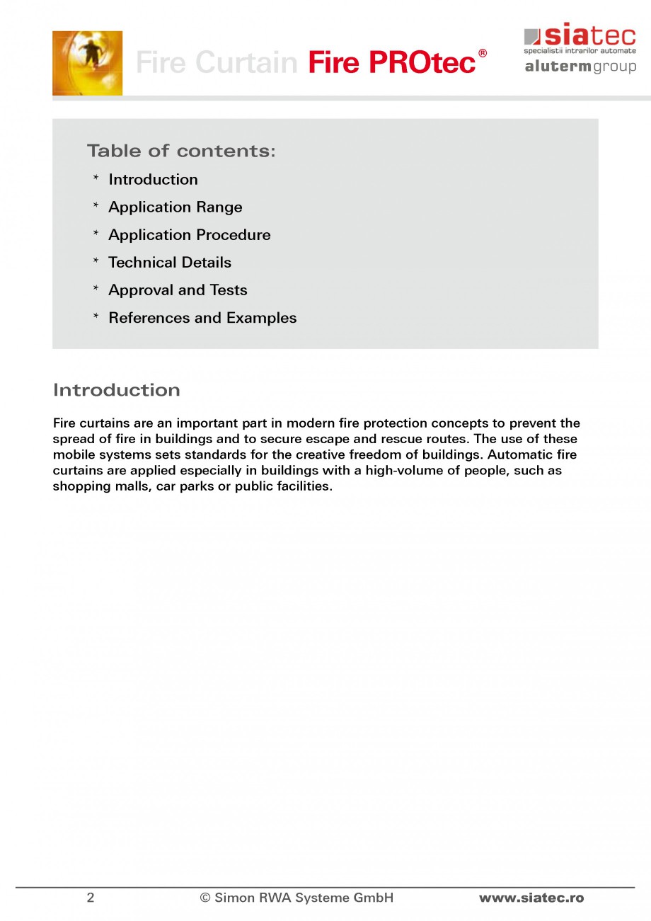 Pagina 3 - Cortine antifoc KADRA FSV Fisa tehnica Engleza ® Fire Curtain Fire PROtec 
Technical ...