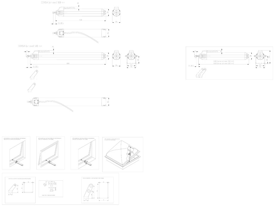 Pagina 1-CAD-DWG Actuator electric liniar cu tija MAX cursa maxima 500mm KADRA Detaliu de montaj 