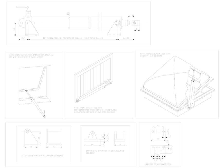 Pagina 1-CAD-DWG Actuator electric liniar cu tija FORCE cursa maxima 1000mm KADRA Detaliu de montaj 