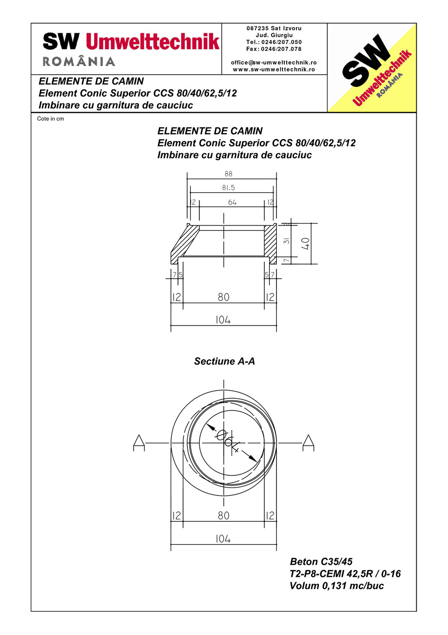 Pagina 1-CAD-PDF Element conic superior CCS 80.40.62,5.12 SW UMWELTTECHNIK Detaliu de produs 