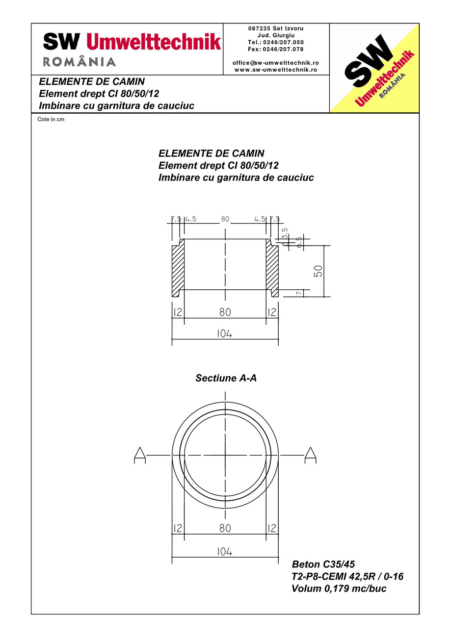 Pagina 1-CAD-PDF Element drept - inel CI 80.50.12 SW UMWELTTECHNIK Detaliu de produs 