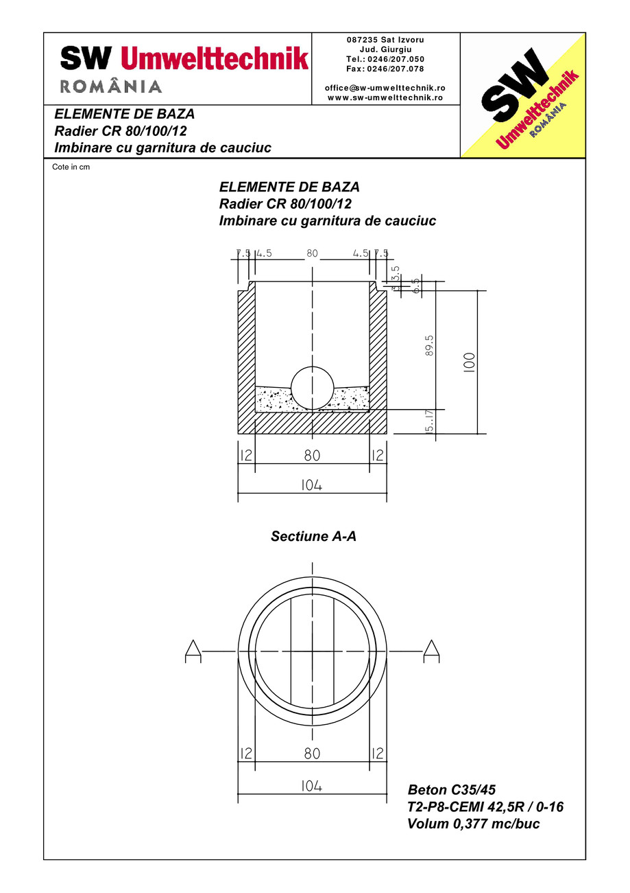 Pagina 1-CAD-PDF Radier CR80.100.12 SW UMWELTTECHNIK Detaliu de produs 
