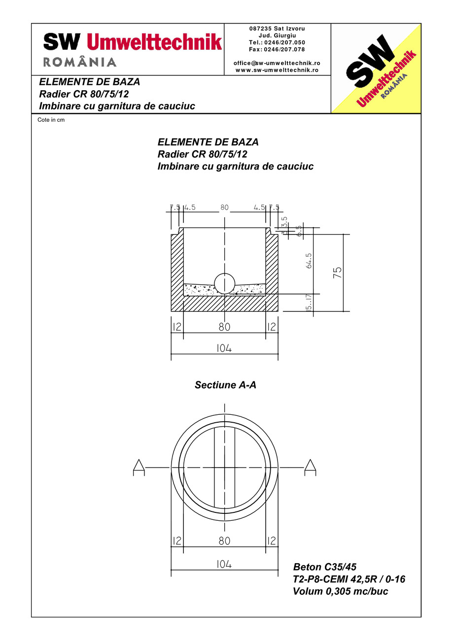 Pagina 1-CAD-PDF Radier CR80.75.12 SW UMWELTTECHNIK Detaliu de produs 