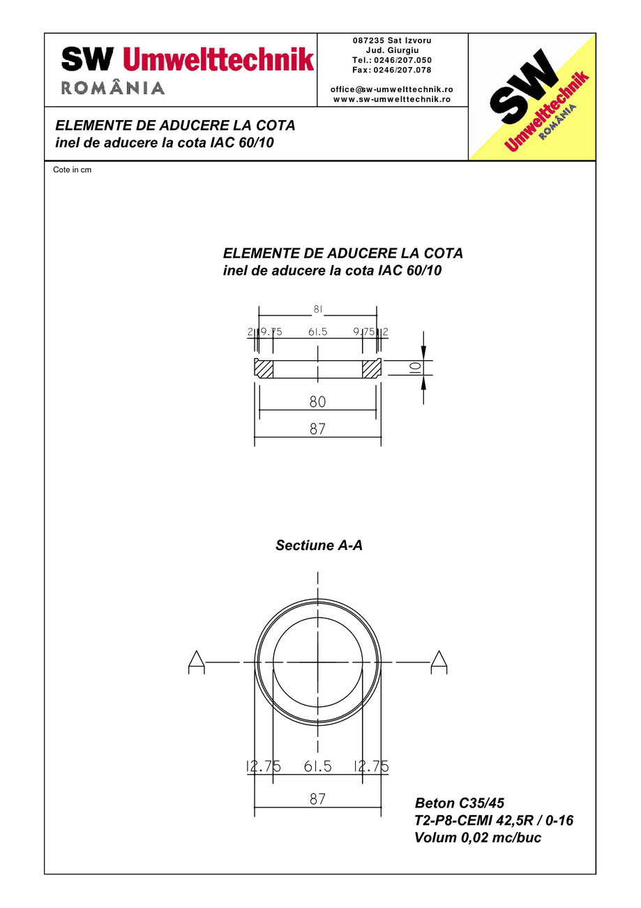 Pagina 1-CAD-PDF Inel de aducere la cota IAC 60.10 SW UMWELTTECHNIK Detaliu de produs 