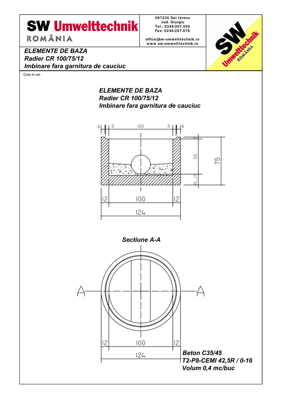 Pagina 1-CAD-PDF Radier CR 100.75.12 SW UMWELTTECHNIK Detaliu de produs 