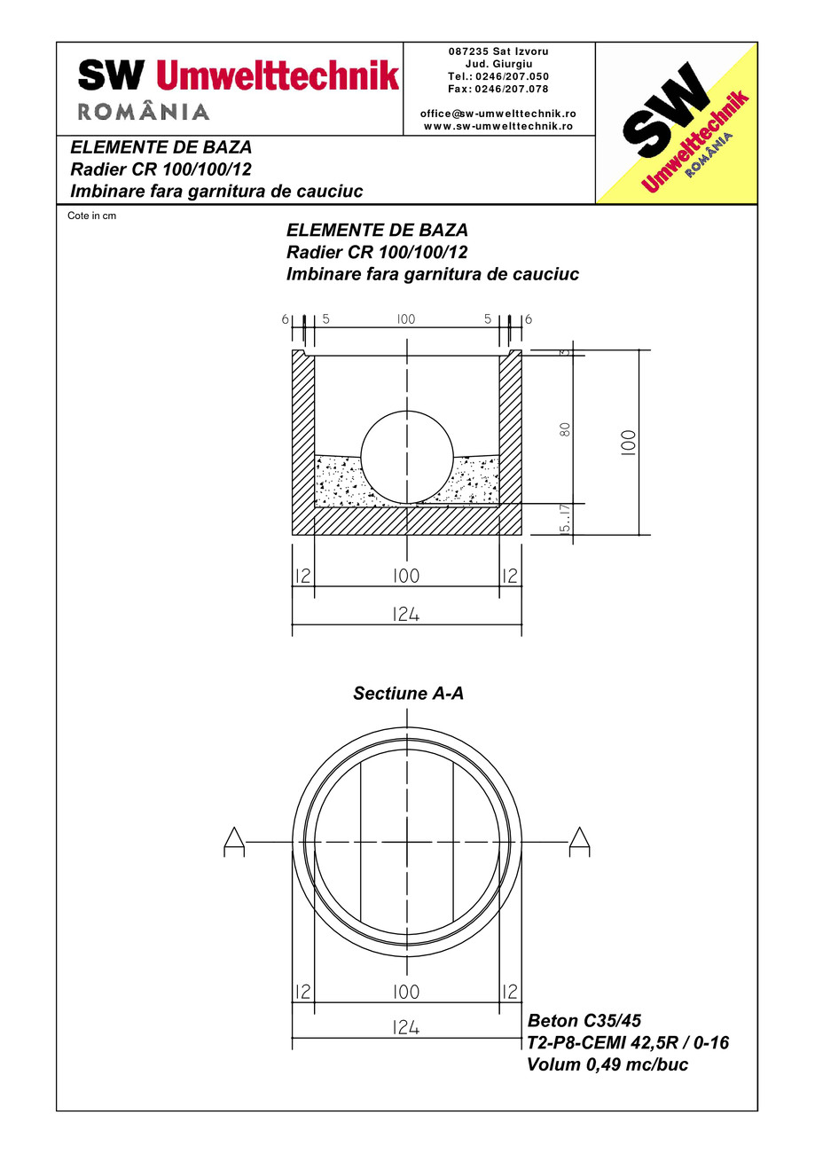 Pagina 1-CAD-PDF Radier CR 100.100.12 SW UMWELTTECHNIK Detaliu de produs 