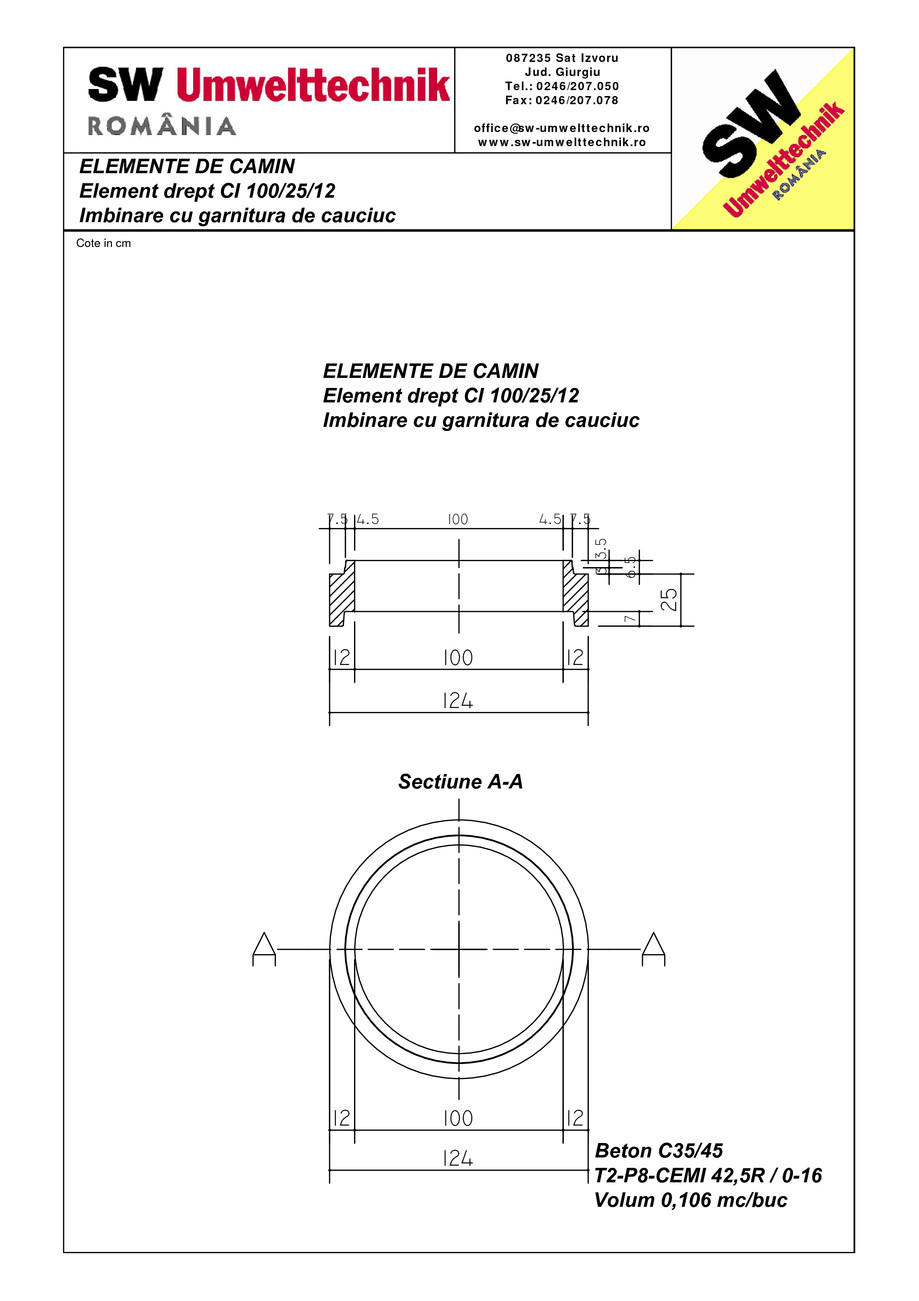 Pagina 1-CAD-PDF Element drept - inel CI 100.25.12 SW UMWELTTECHNIK Detaliu de produs 