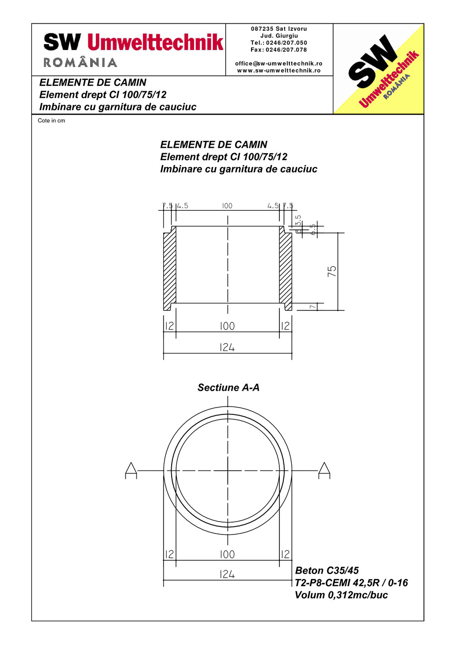 Pagina 1-CAD-PDF Element drept - inel CI 100.75.12 SW UMWELTTECHNIK Detaliu de produs 