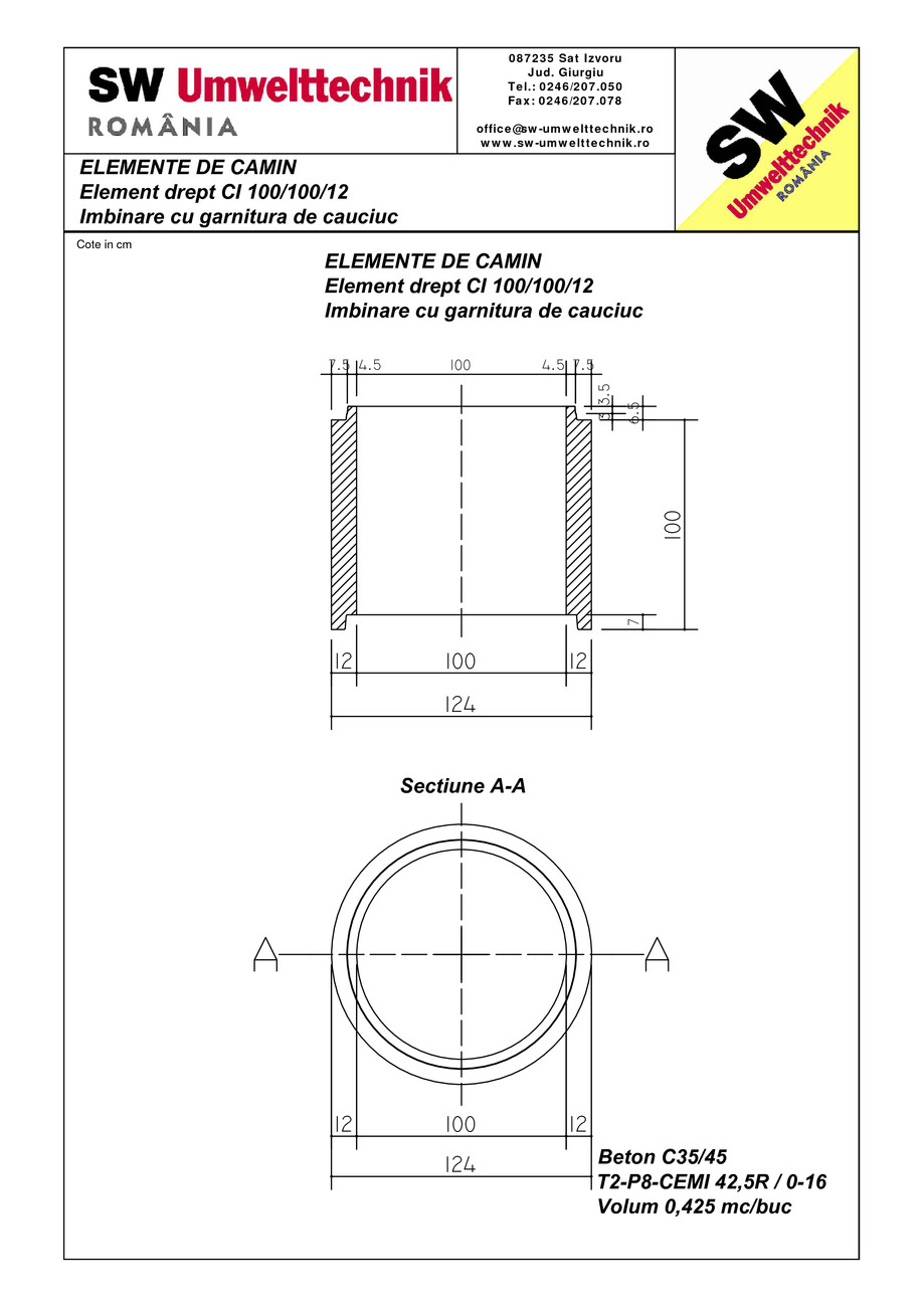 Pagina 1-CAD-PDF Element drept - inel CI 100.100.12 SW UMWELTTECHNIK Detaliu de produs 