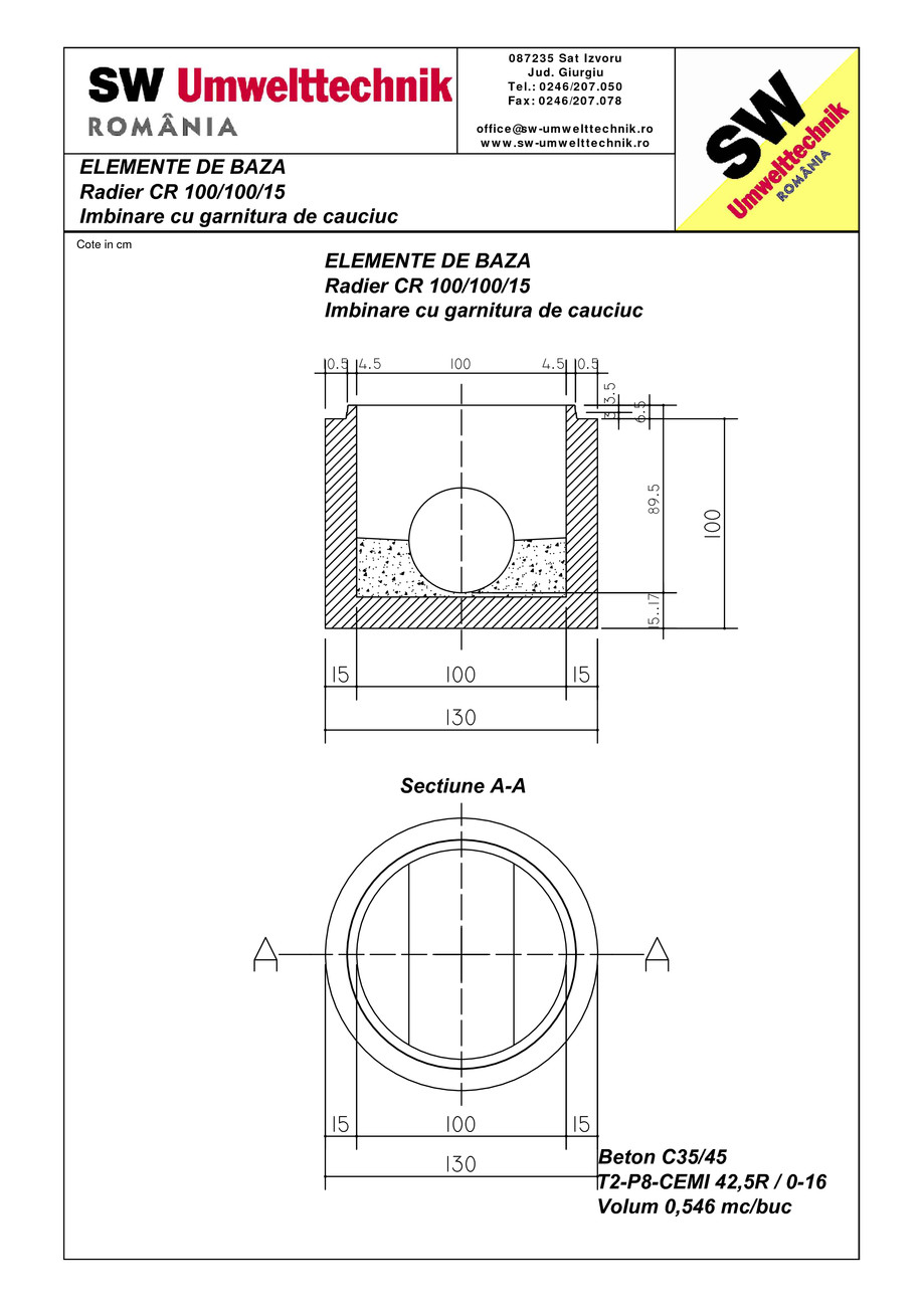 Pagina 1-CAD-PDF Radier CR 100.100.15 SW UMWELTTECHNIK Detaliu de produs 