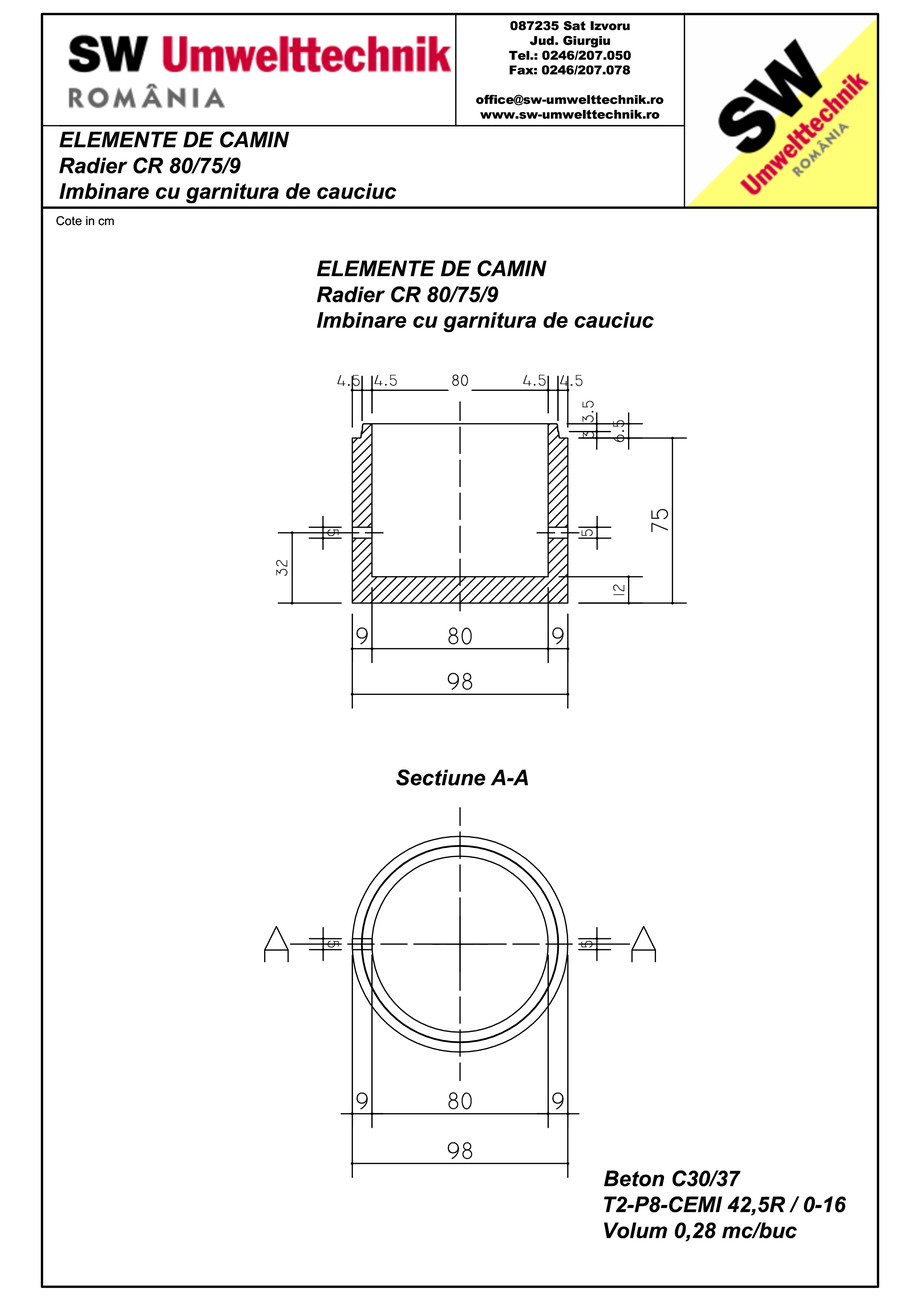 Pagina 1-CAD-PDF Radier CR80.75.9 SW UMWELTTECHNIK Detaliu de produs 
