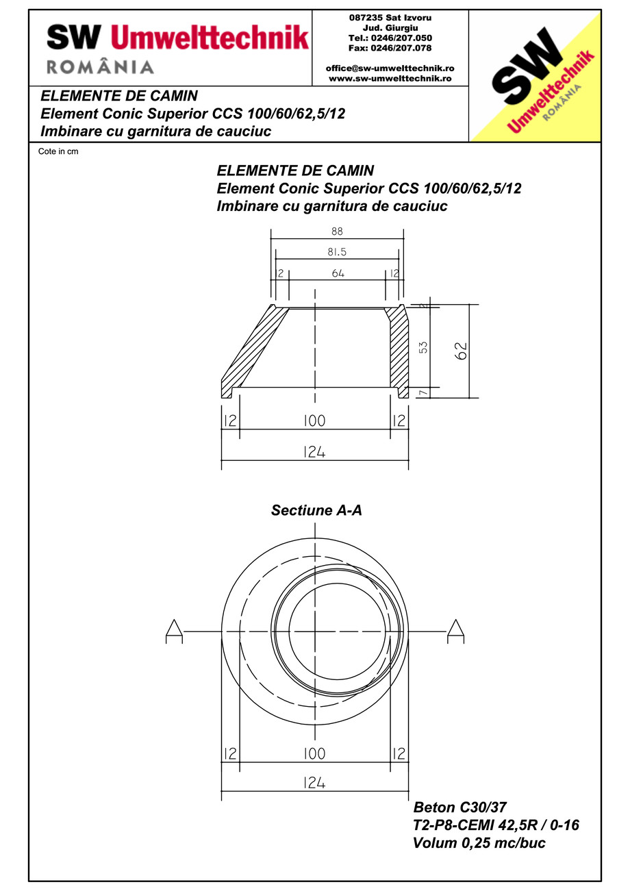 Pagina 1-CAD-PDF Element conic camin vid DN1000 H60cm SW UMWELTTECHNIK Detaliu de produs 