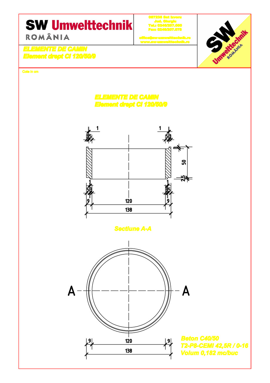 Pagina 1-CAD-PDF Element drept - inel DN120 H50 SW UMWELTTECHNIK Detaliu de produs 