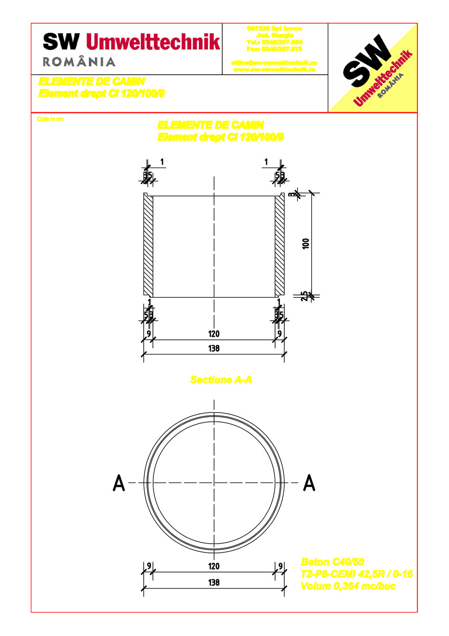 Pagina 1-CAD-PDF Element drept - inel DN120 H100 SW UMWELTTECHNIK Detaliu de produs 