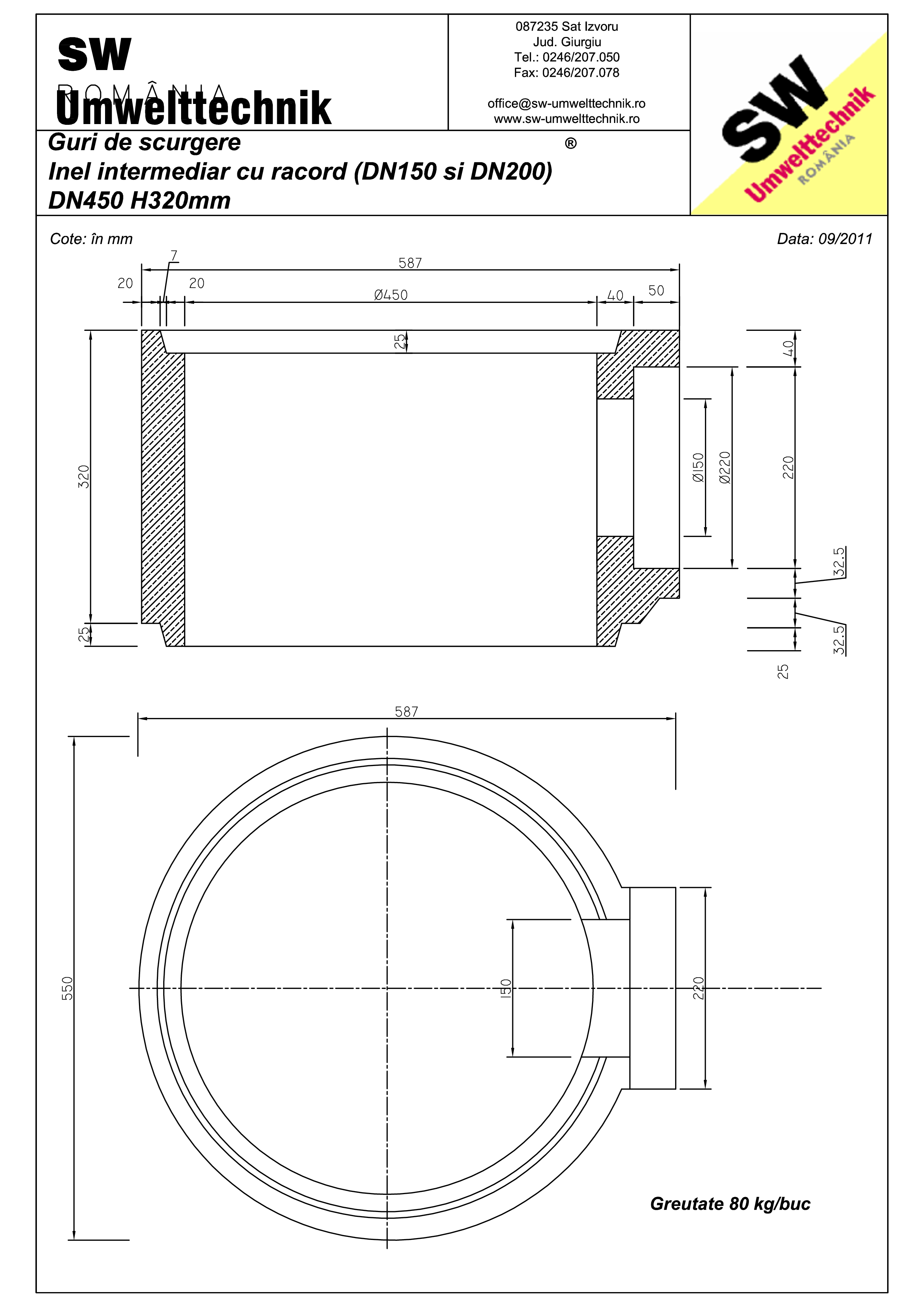 Pagina 1 - CAD-PDF Plan Austria -  inel intermediar cu racord DN150/DN200 SW UMWELTTECHNIK Detaliu...