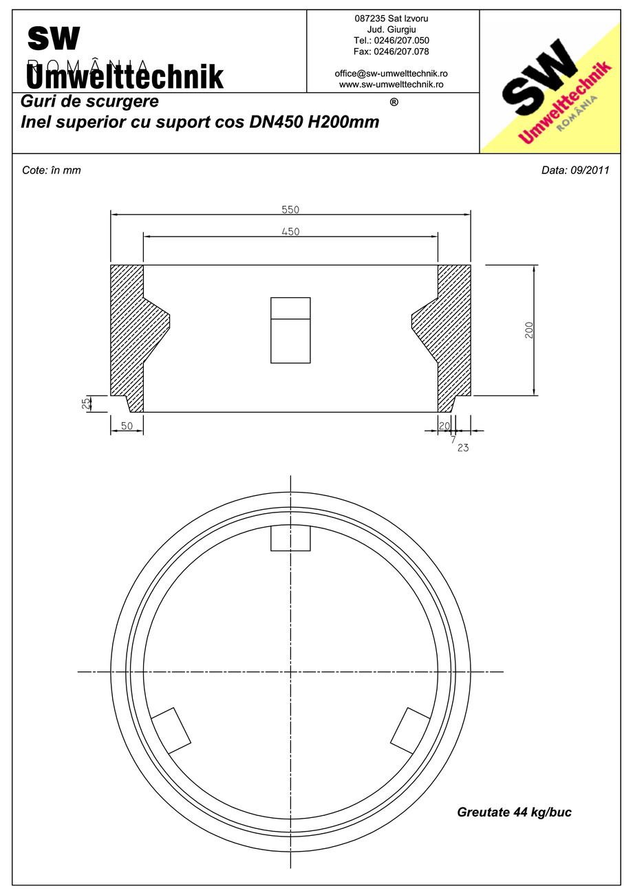 Pagina 1-CAD-PDF Plan Austria - inel superior cu suport cos DN450 H200 mm SW UMWELTTECHNIK Detaliu de produs 
