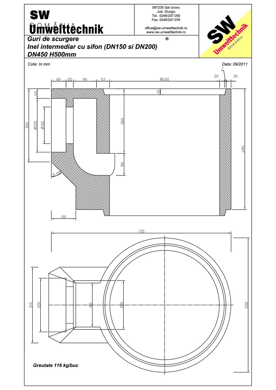 Pagina 1-CAD-PDF Plan Austria - inel intermediar cu sifon DN150/DN200 SW UMWELTTECHNIK Detaliu de produs 