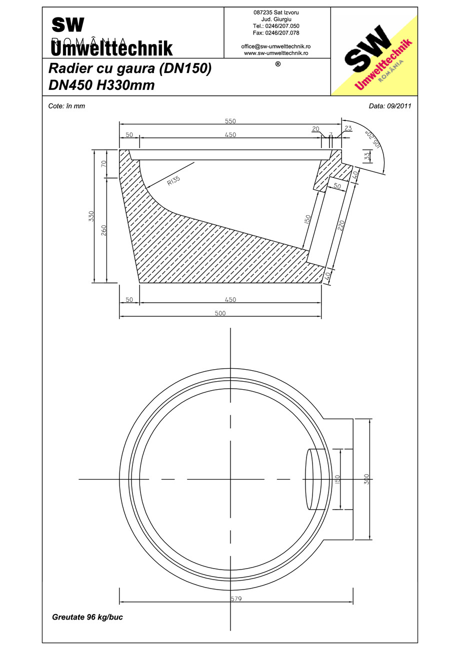 Pagina 1-CAD-PDF Plan Austria - radier cu gaura DN150 SW UMWELTTECHNIK Detaliu de produs 