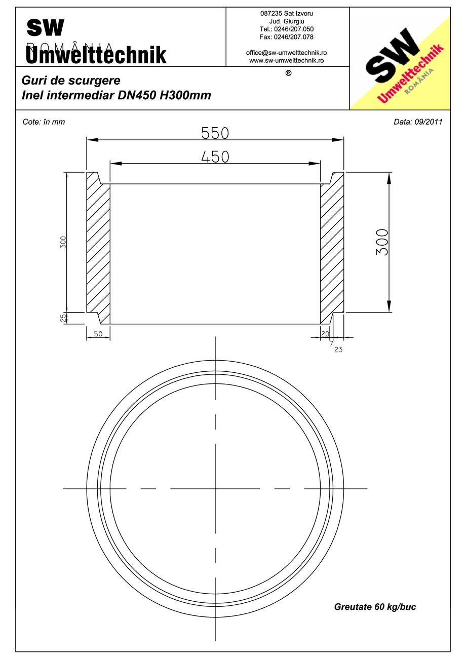 Pagina 1-CAD-PDF Plan Ortisoara - inel intermediar DN 450 H300mm SW UMWELTTECHNIK Detaliu de produs 