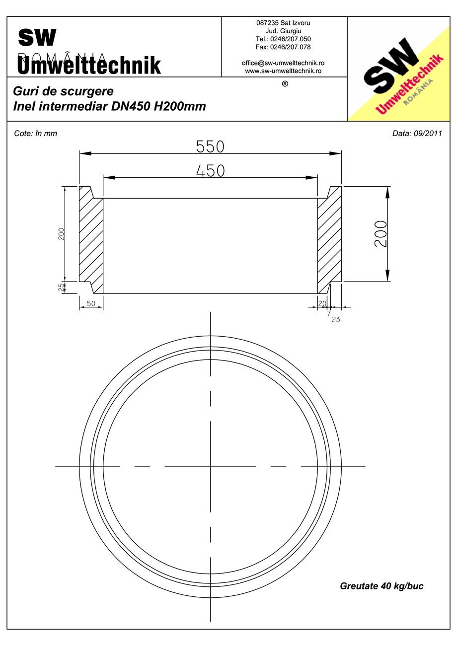 Pagina 1-CAD-PDF Plan Ortisoara - inel intermediar DN 450 H200mm SW UMWELTTECHNIK Detaliu de produs 