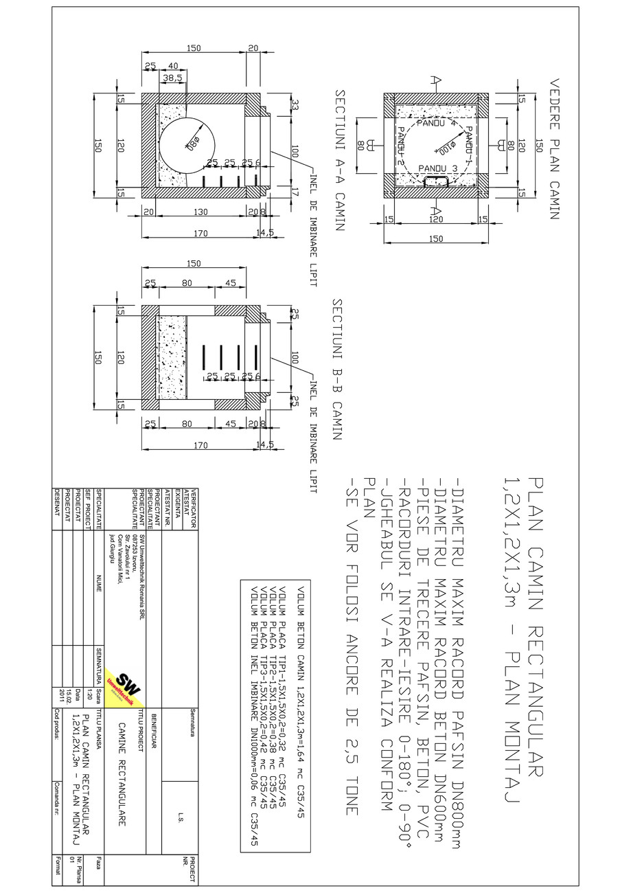 Pagina 1-CAD-PDF Camin rectangular Dint.1,2x1,2x1,3m SW UMWELTTECHNIK Detaliu de produs 