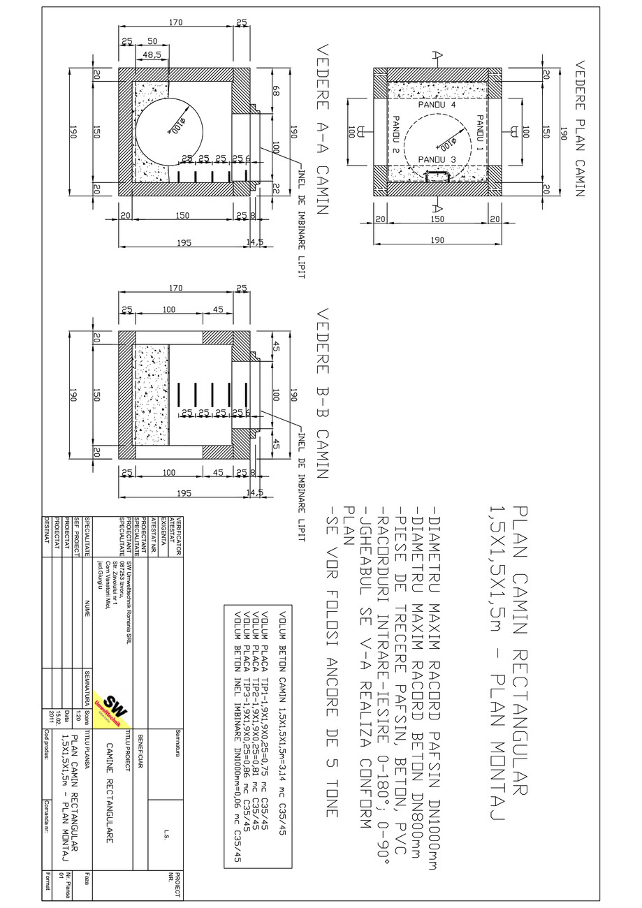 Pagina 1-CAD-PDF Camin rectangular Dint.1,5x1,5x1,5m SW UMWELTTECHNIK Detaliu de produs 