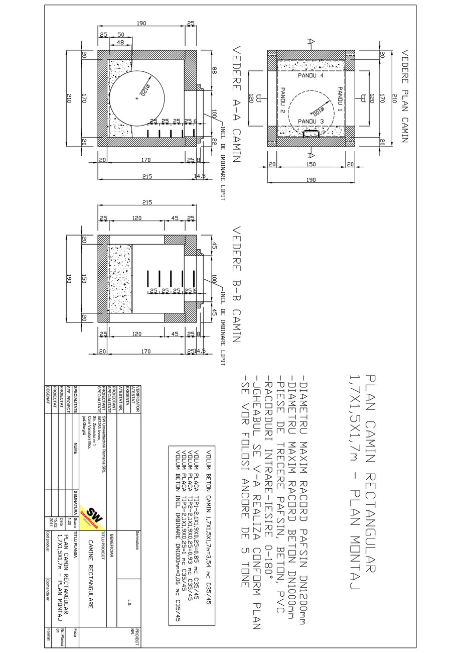 Pagina 1-CAD-PDF Camin rectangular Dint.1,7x1,5x1,7m SW UMWELTTECHNIK Detaliu de produs 