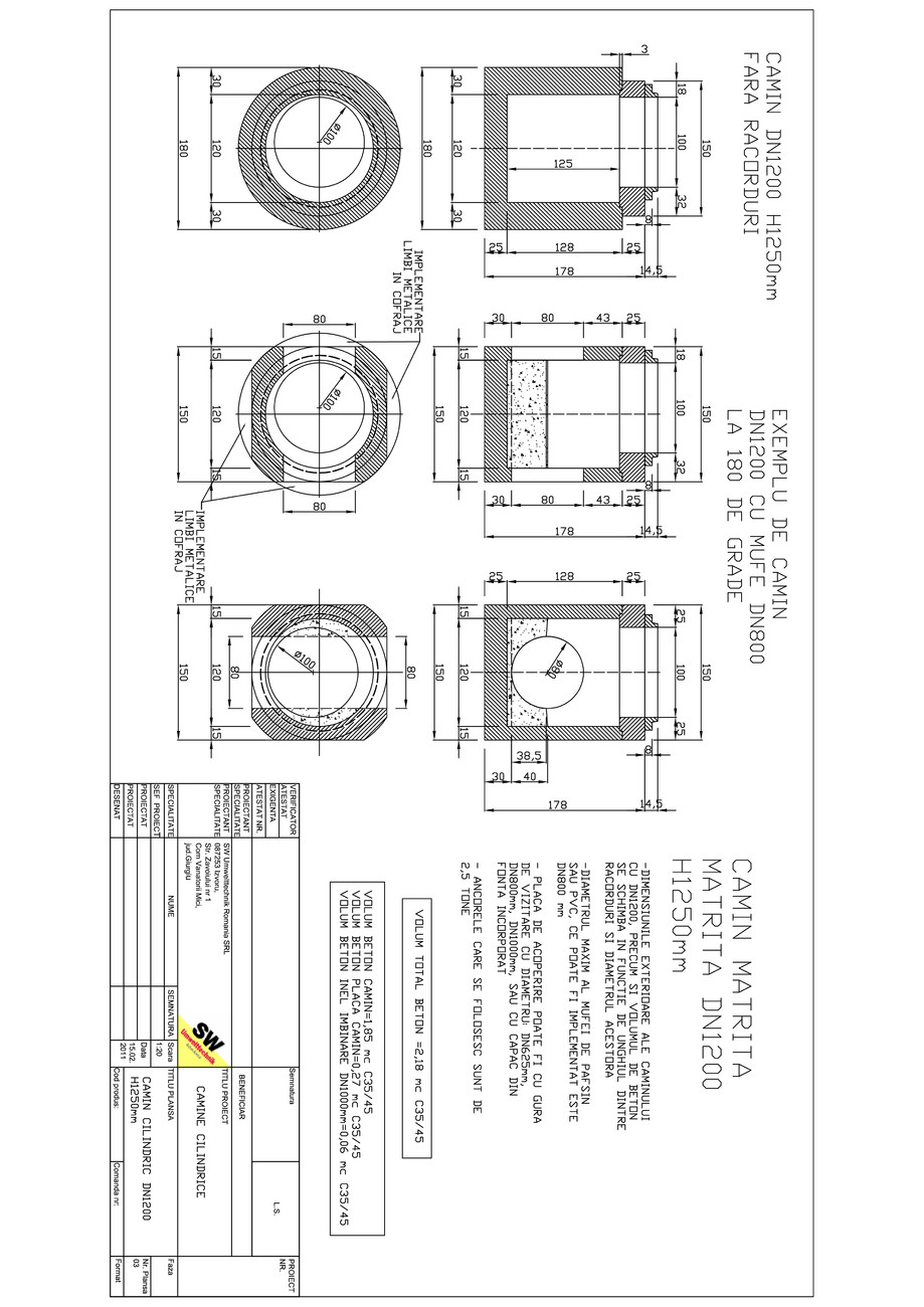 Pagina 1-CAD-PDF Camin rectangular matrita DN1,2 H1,25m SW UMWELTTECHNIK Detaliu de produs 