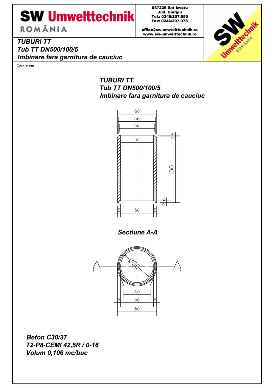 Pagina 1-CAD-PDF Tub cu talpa TT DN500.100.5 SW UMWELTTECHNIK Detaliu de produs 