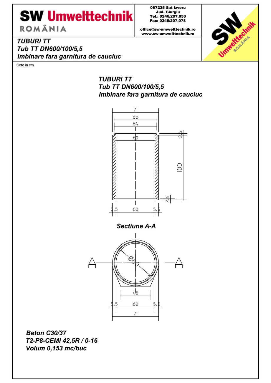 Pagina 1-CAD-PDF Tub cu talpa TT DN600.100.5,5 SW UMWELTTECHNIK Detaliu de produs 