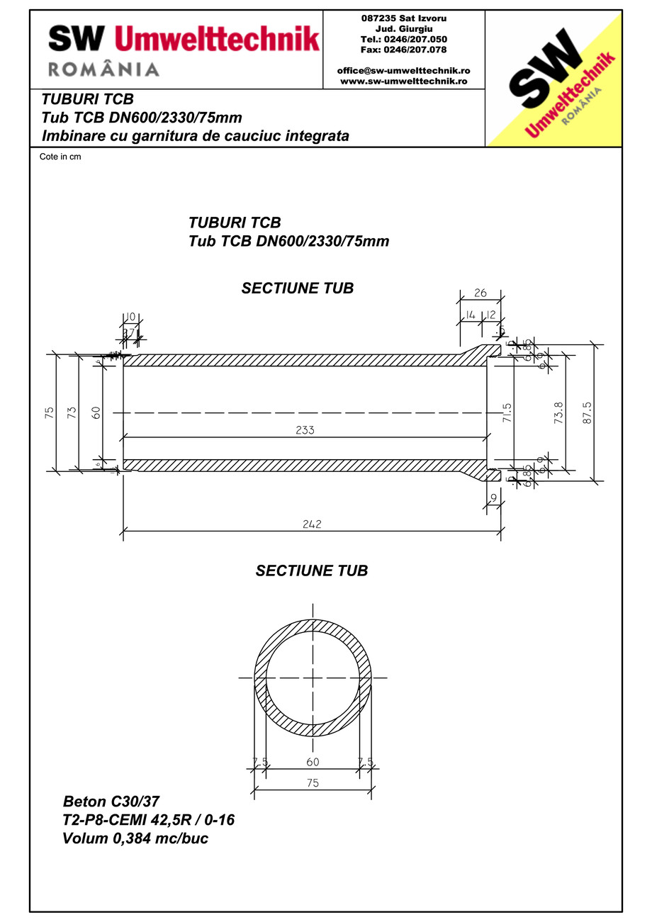 Pagina 1-CAD-PDF Tub TUB TCB DN600 L2,3m SW UMWELTTECHNIK Detaliu de produs 