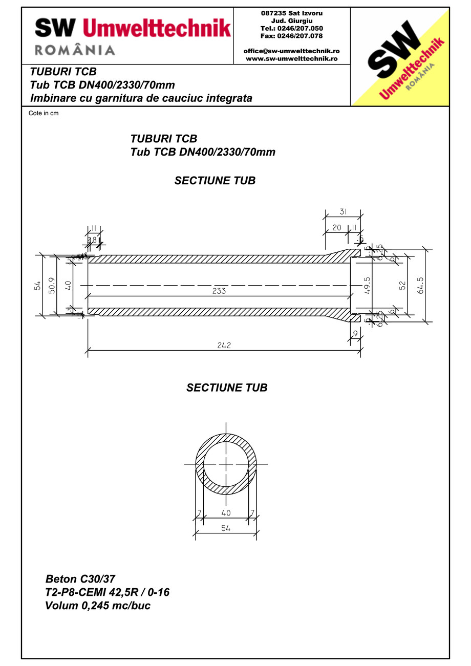 Pagina 1-CAD-PDF Tub TCB DN400 L2,3m SW UMWELTTECHNIK Detaliu de produs 