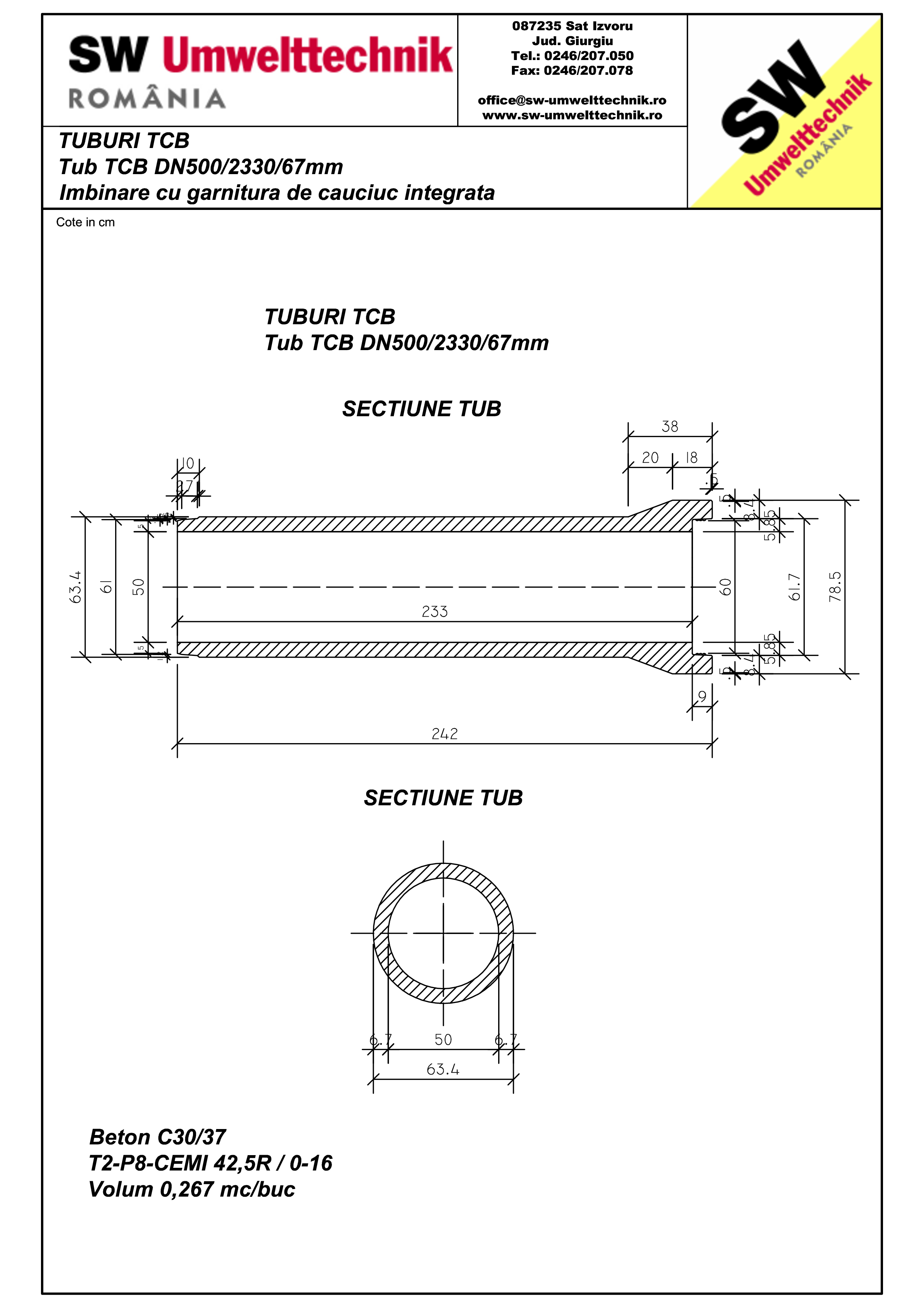 Pagina 1 - CAD-PDF Tub TCB DN500 L2,3m SW UMWELTTECHNIK Detaliu de produs 