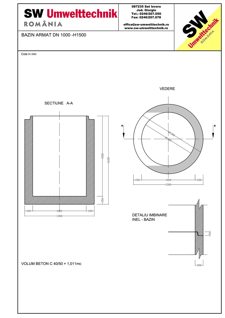Pagina 1-CAD-PDF Bazin armat DN1000 H1500 SW UMWELTTECHNIK Detaliu de produs 