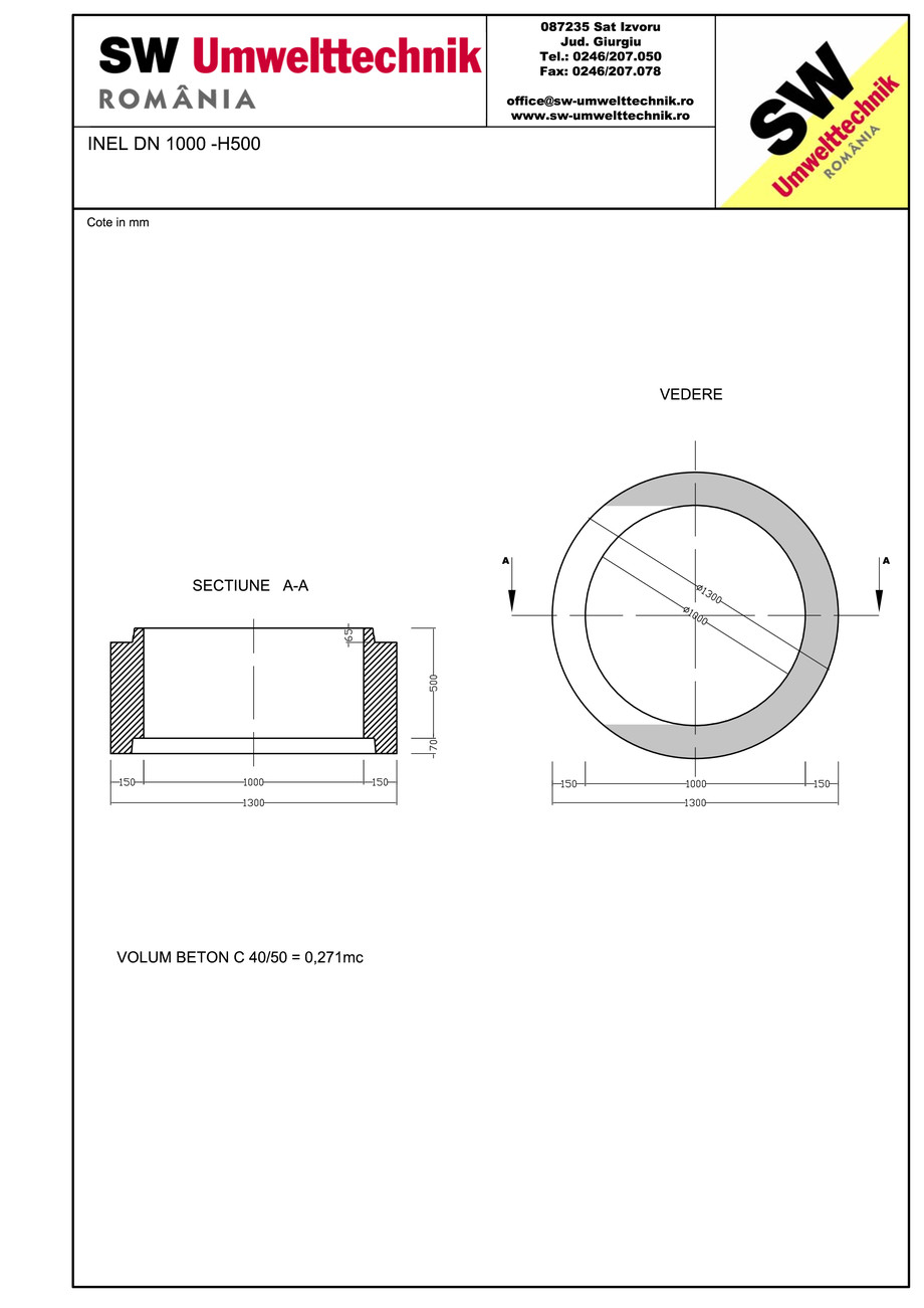 Pagina 1-CAD-PDF Inel DN1000 INEL H500 SW UMWELTTECHNIK Detaliu de produs 